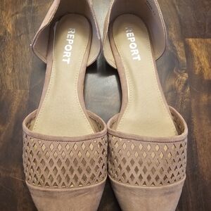 Report Dusty Pink Suede D'Orsay Flats with Diamond Cutouts